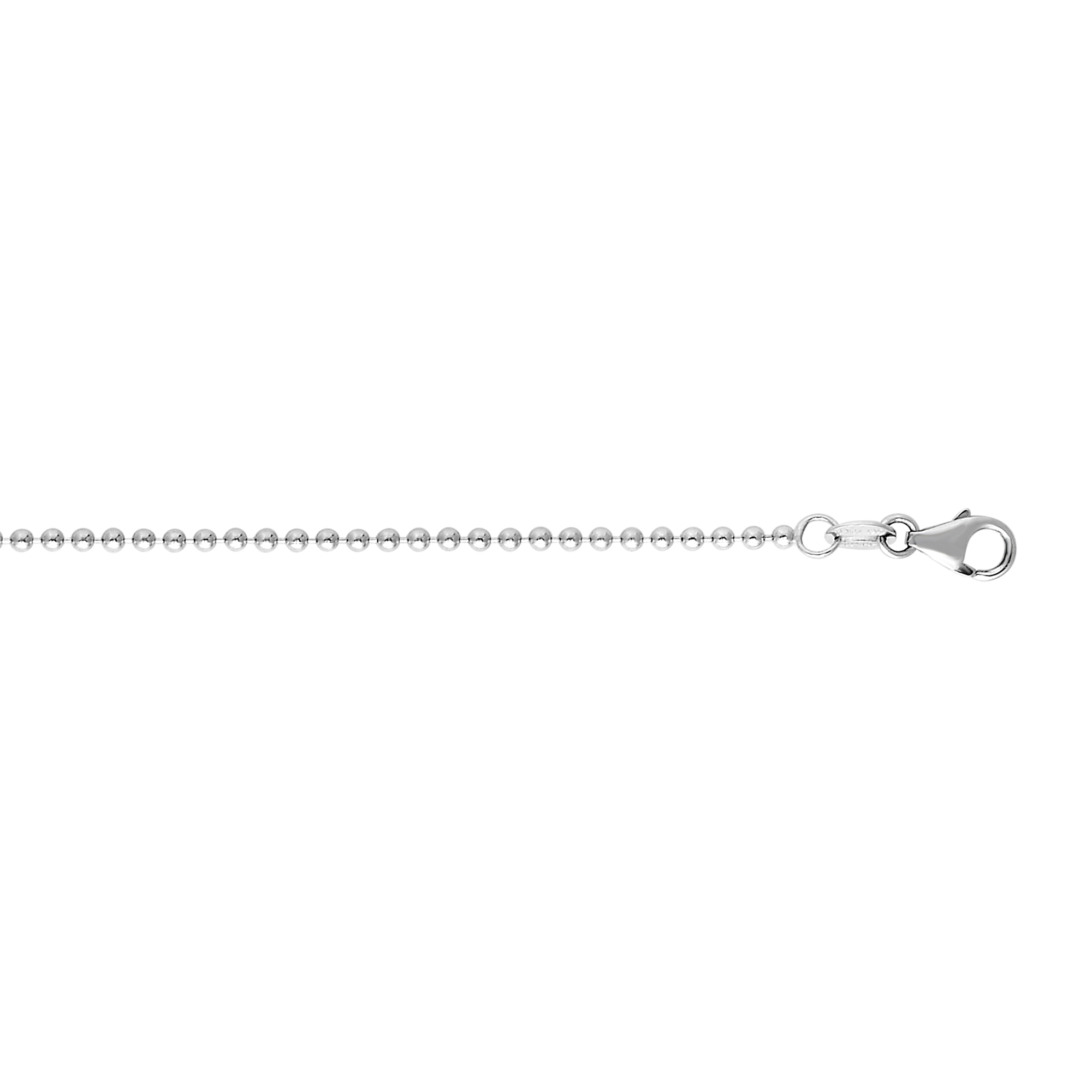 14K White Gold Bead Dog Tag Chain For Women 1.5mm Wide LA1D5SLB