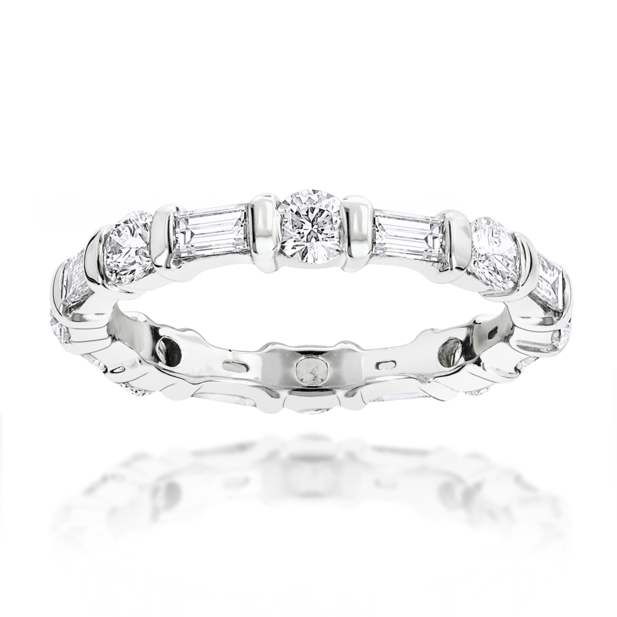 14K Gold Baguette and Round Diamond Eternity Band by Luxurman 1.26ct 006974