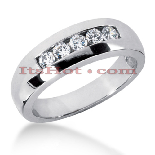 Five Stone 10K or 14K Gold Mens Diamond Wedding Band 0.5ct 009853