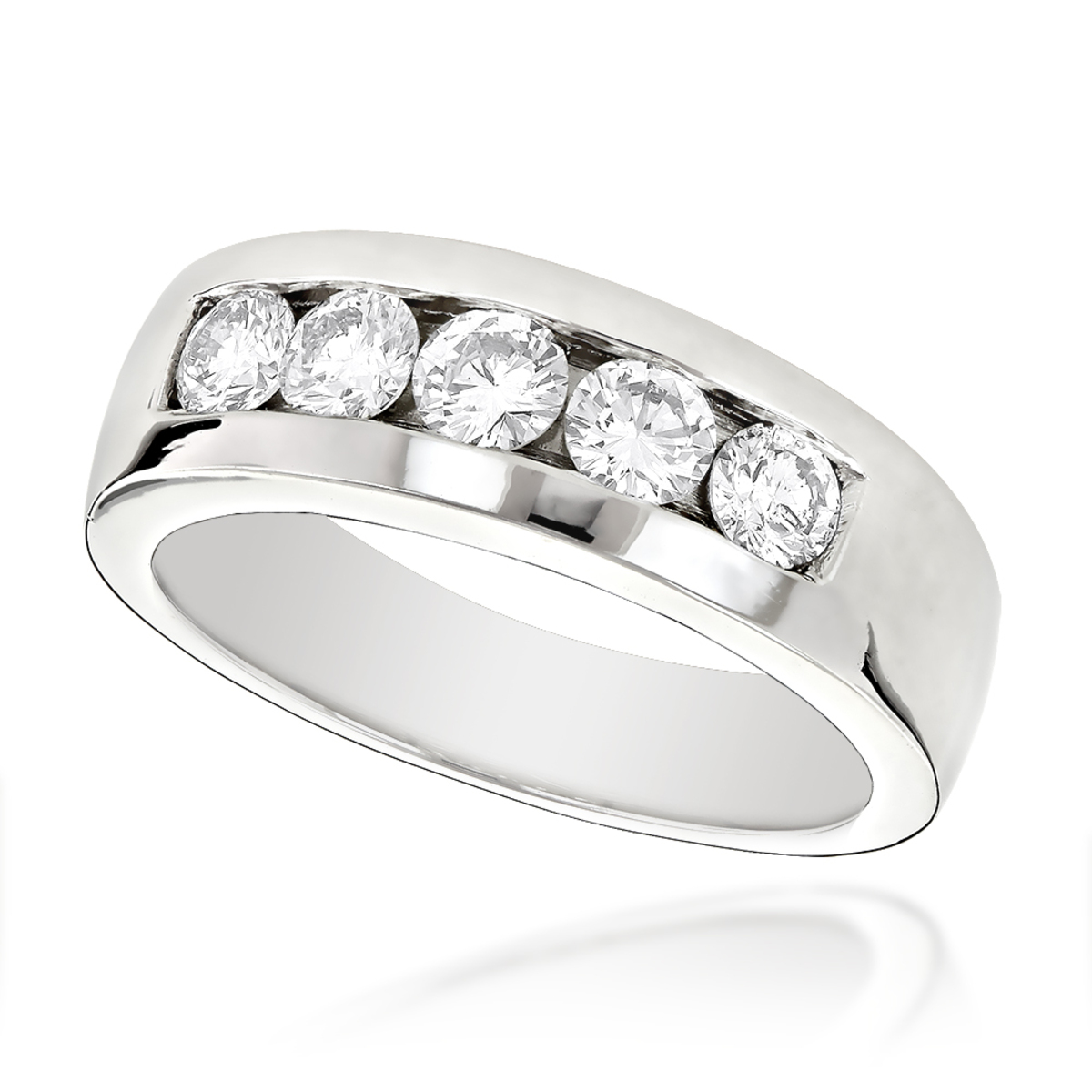 ItsHot.com: 5 Stone 14k Gold Men's Diamond Wedding Band 1ct