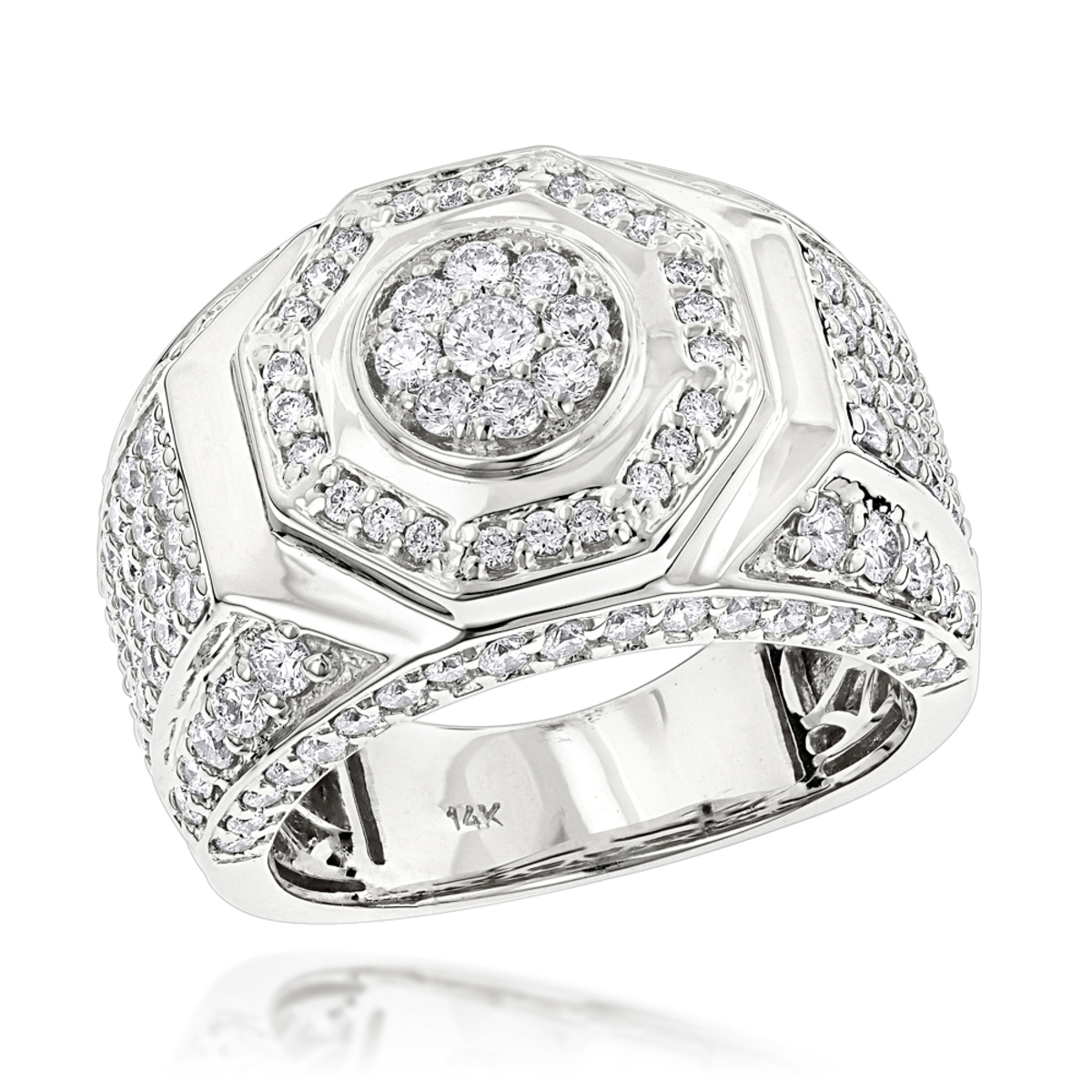 10K or 14K Gold Pave Set Mens Diamond Ring 3.42ct 004665