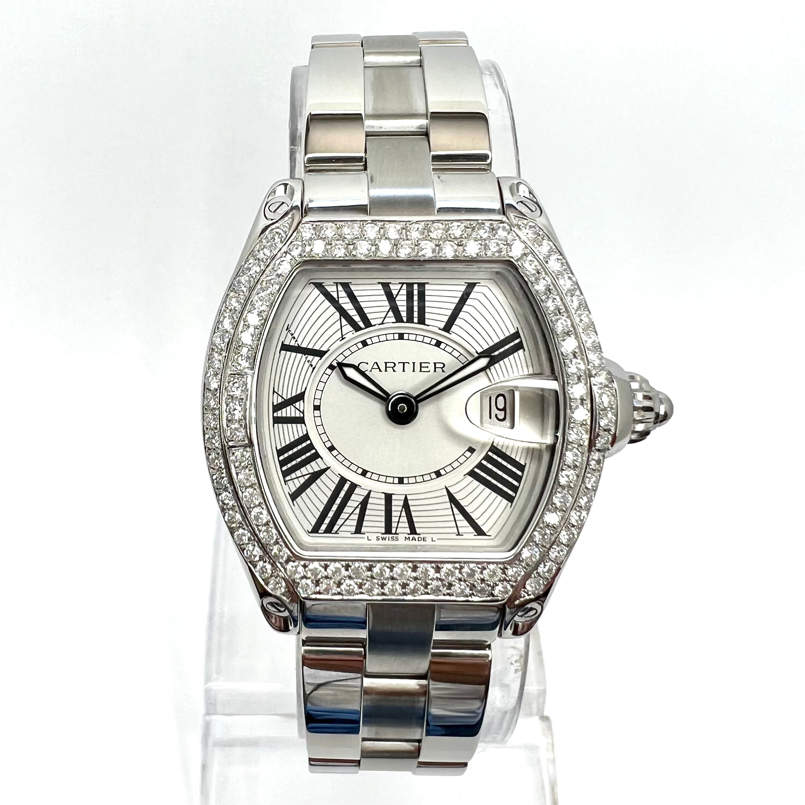 Cartier Roadster Women's Diamond Watch 31mm 1.88ct Diamond Bezel