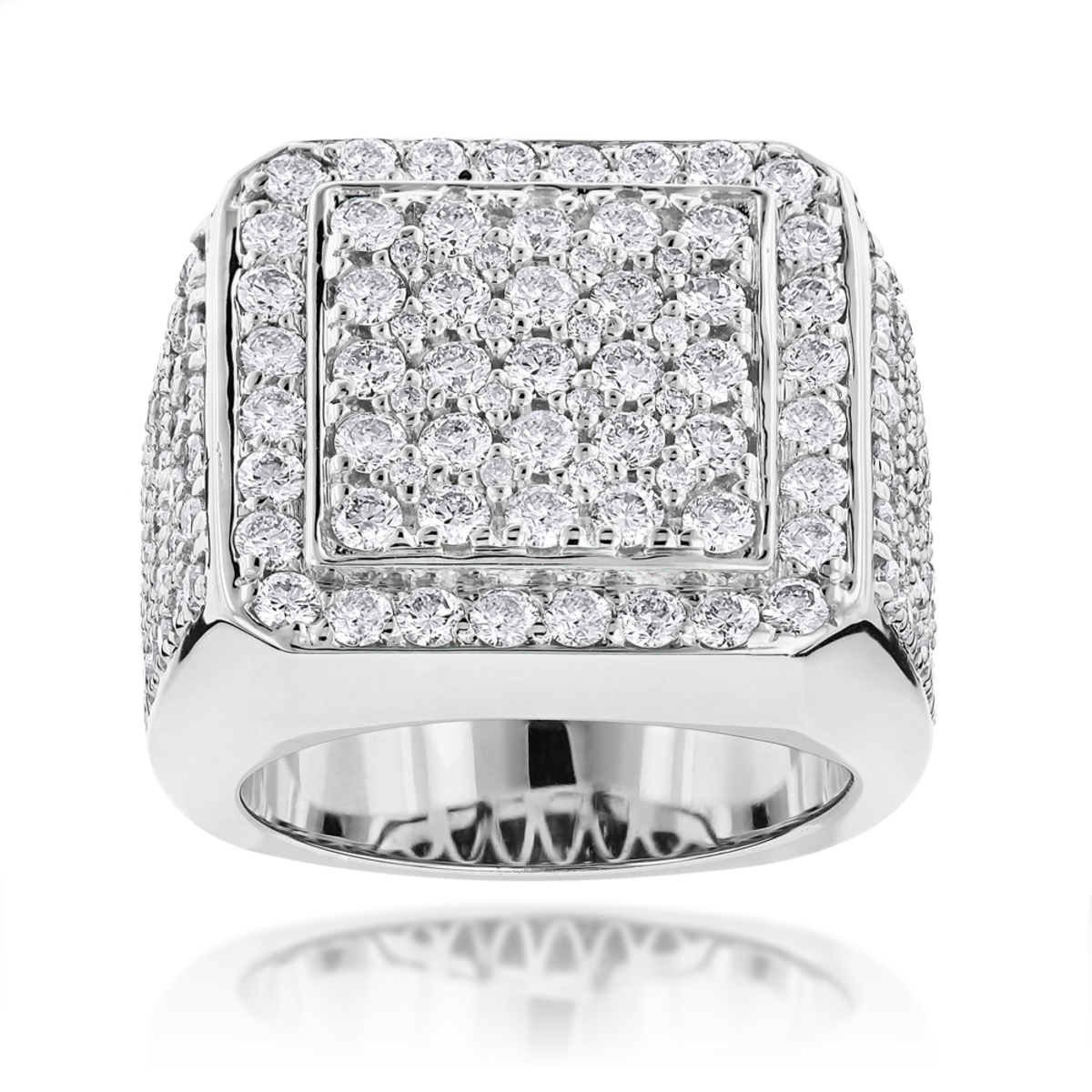 Designer Mens Diamond Ring 6ct 10K or 14K White Gold 004719