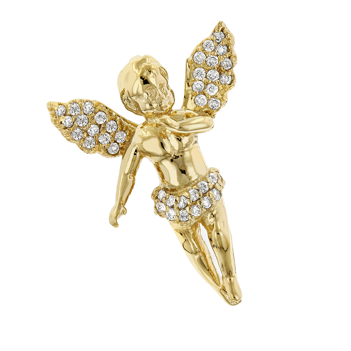 Baby Diamond Little Angel Pendant 14K Yellow Gold 0.25ct Mini Charm 890778