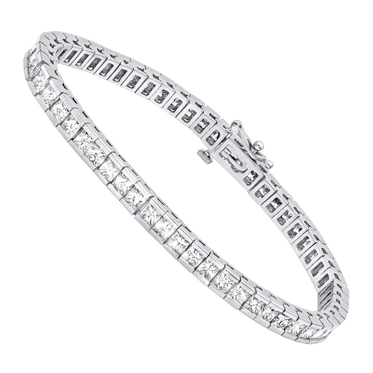 thumbnail image 2 of Vintage Art Deco Princess Cut Created Diamond Tennis Bracelet – Yellow Gold Finish (7 Inch) 2 of 6
