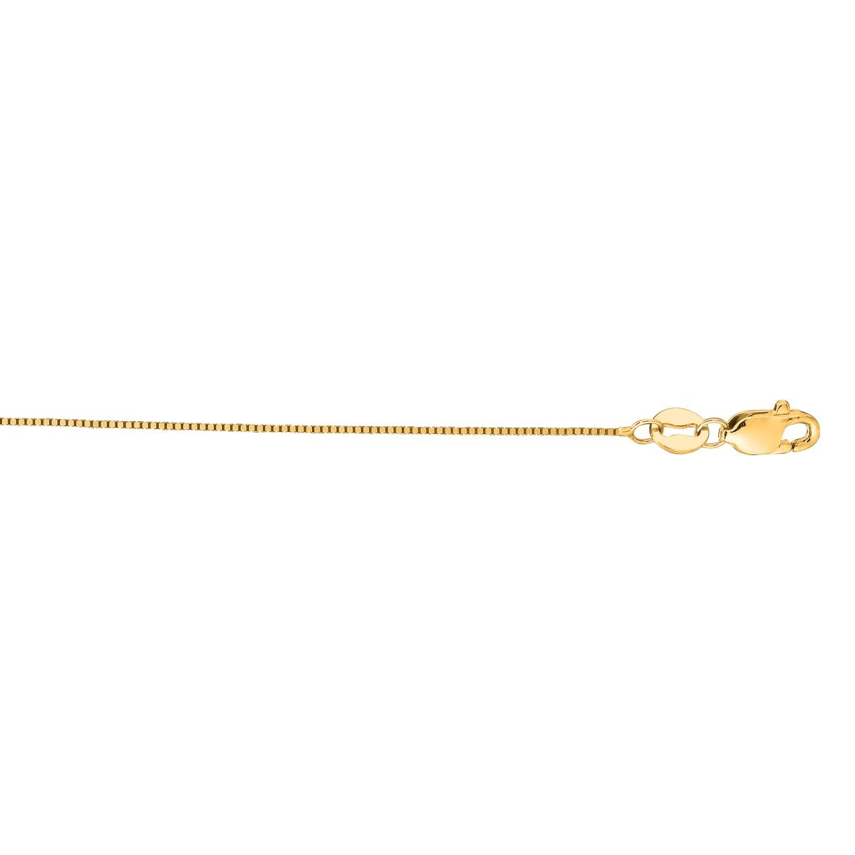 Pretty 14K Solid Yellow Gold 0.6mm Box Chain Necklace - 18 Inch, Spring Ring Clasp