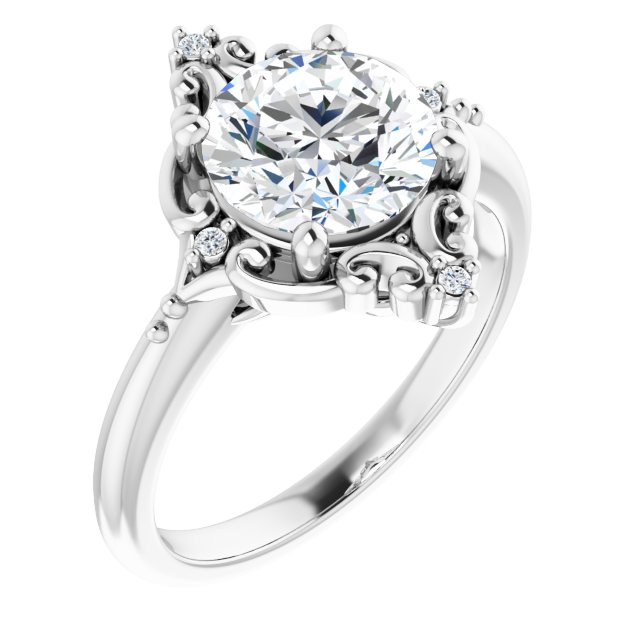Octavia 2 Carat Round Lab Grown Diamond Accented Engagement Ring 14K ...