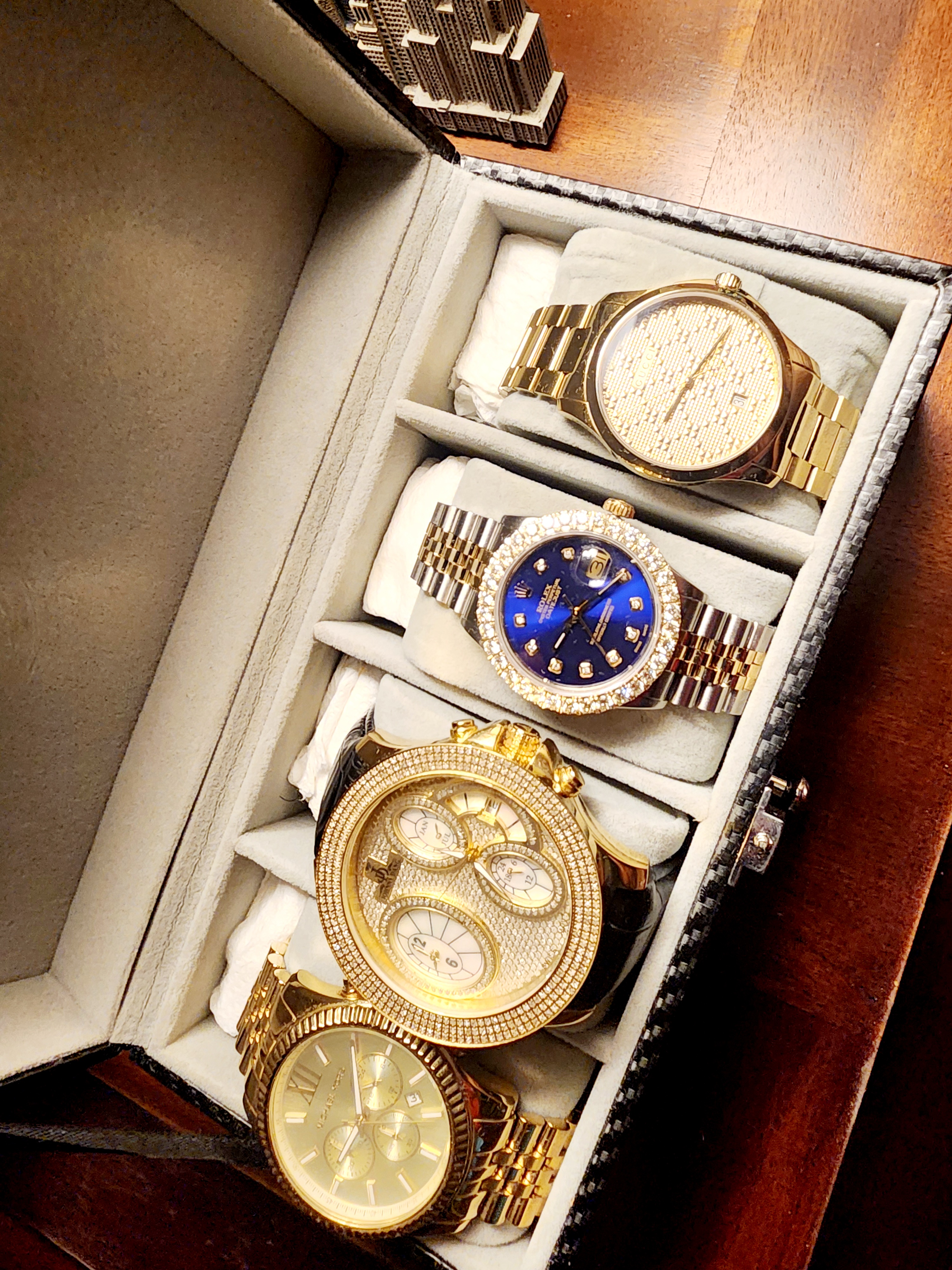 Matching His and Hers Rolex Two Tone Gold Watch Set Blue MoP Dial