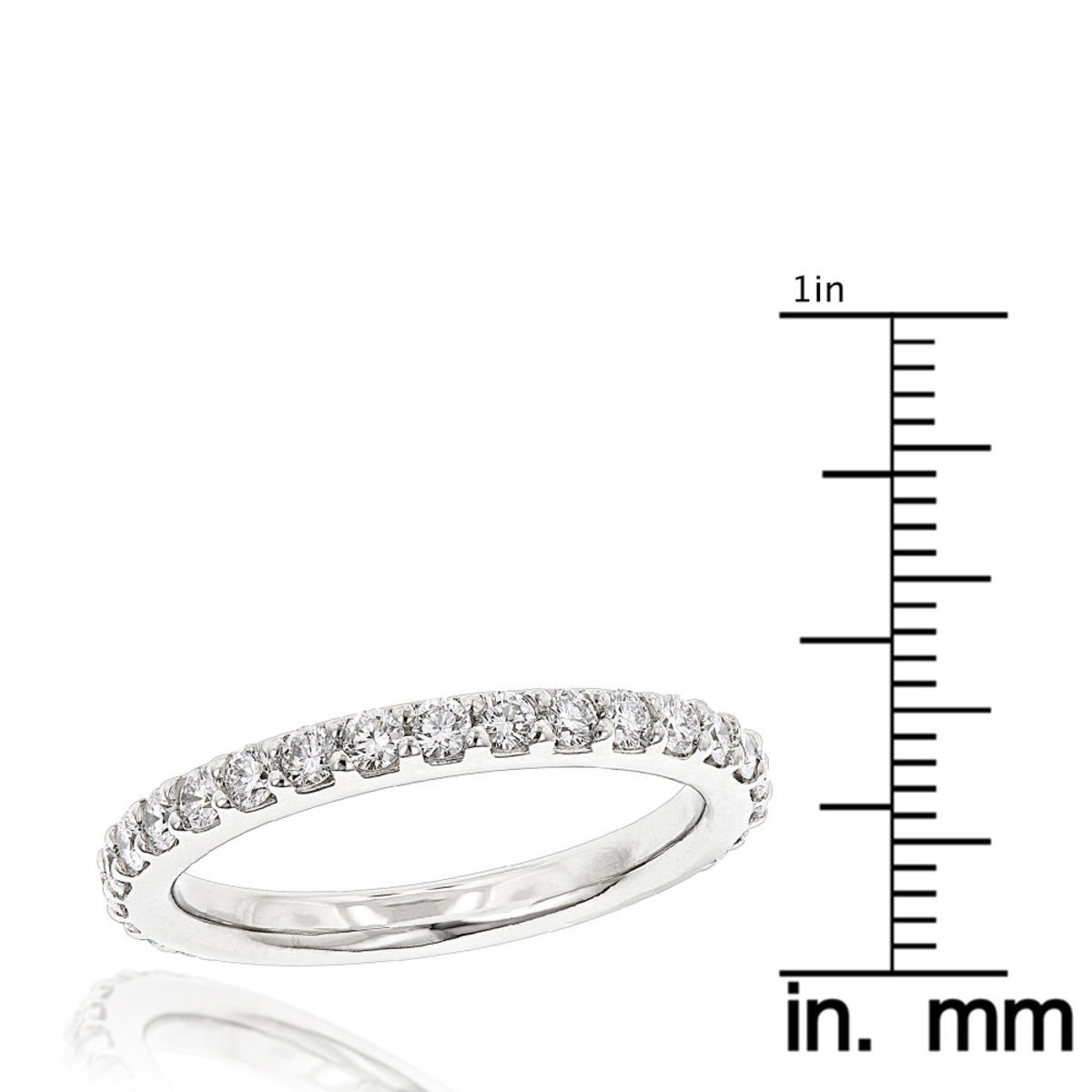 1 Carat Slim Diamond Platinum Wedding Band for Women by Luxurman
