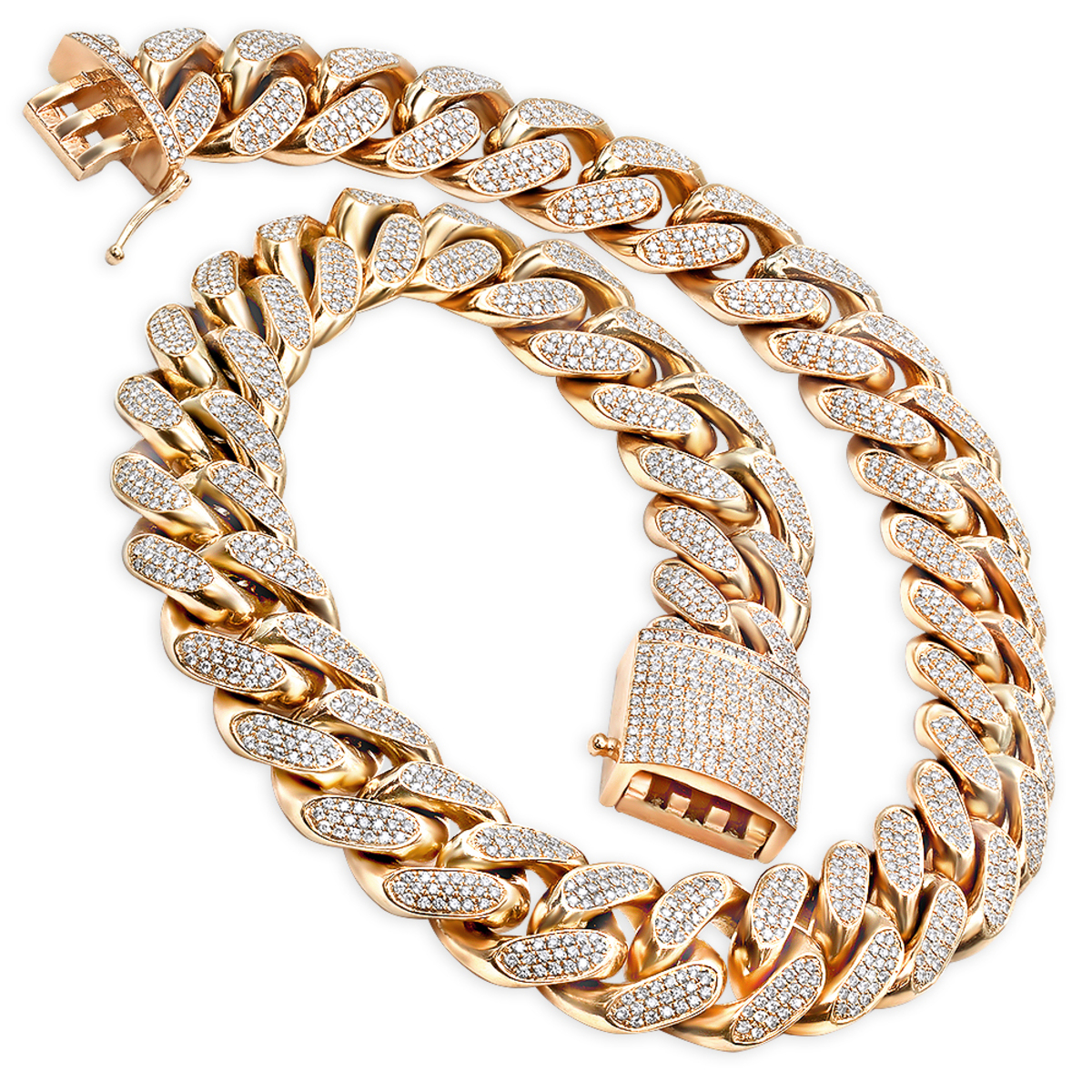 14k Gold Mens Diamond Chain 60 Carats 