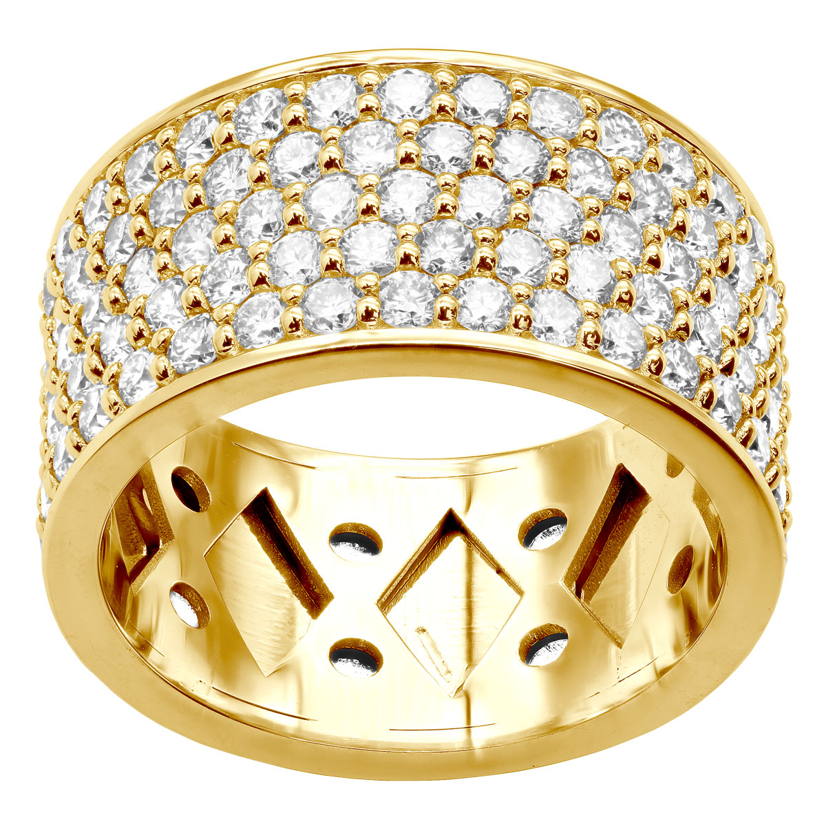 Item Code: 018413, Approx. Weight: 15 g, Warranty: 12 months, Ring Style: Birthstone, Metal: 14K White Gold, Bridal: Anniversary, Band, Bridal, Wedding, Setting Type: Pave, Width: 1/2in (12.5mm), Personalization: Yes, Carat Weight: 6 ct, Type of Gemstone: Diamond, Shape: Round, Color: G-H, Clarity: VS-SI, Stone Setting Type: Pave.