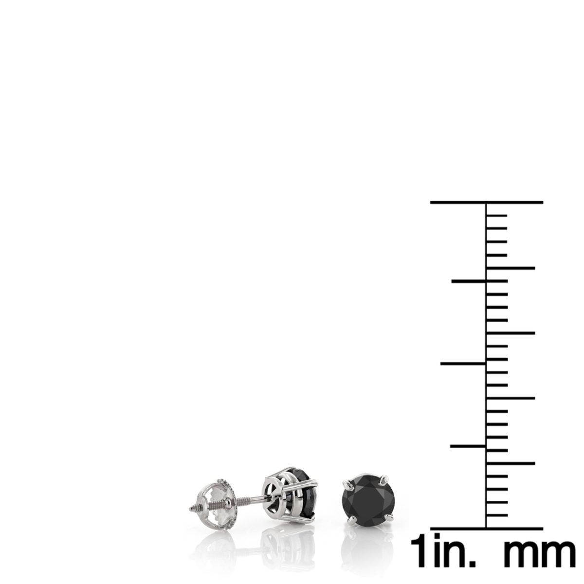 14K White Gold Black Diamond Earrings Prong Set Studs 0.50ct
