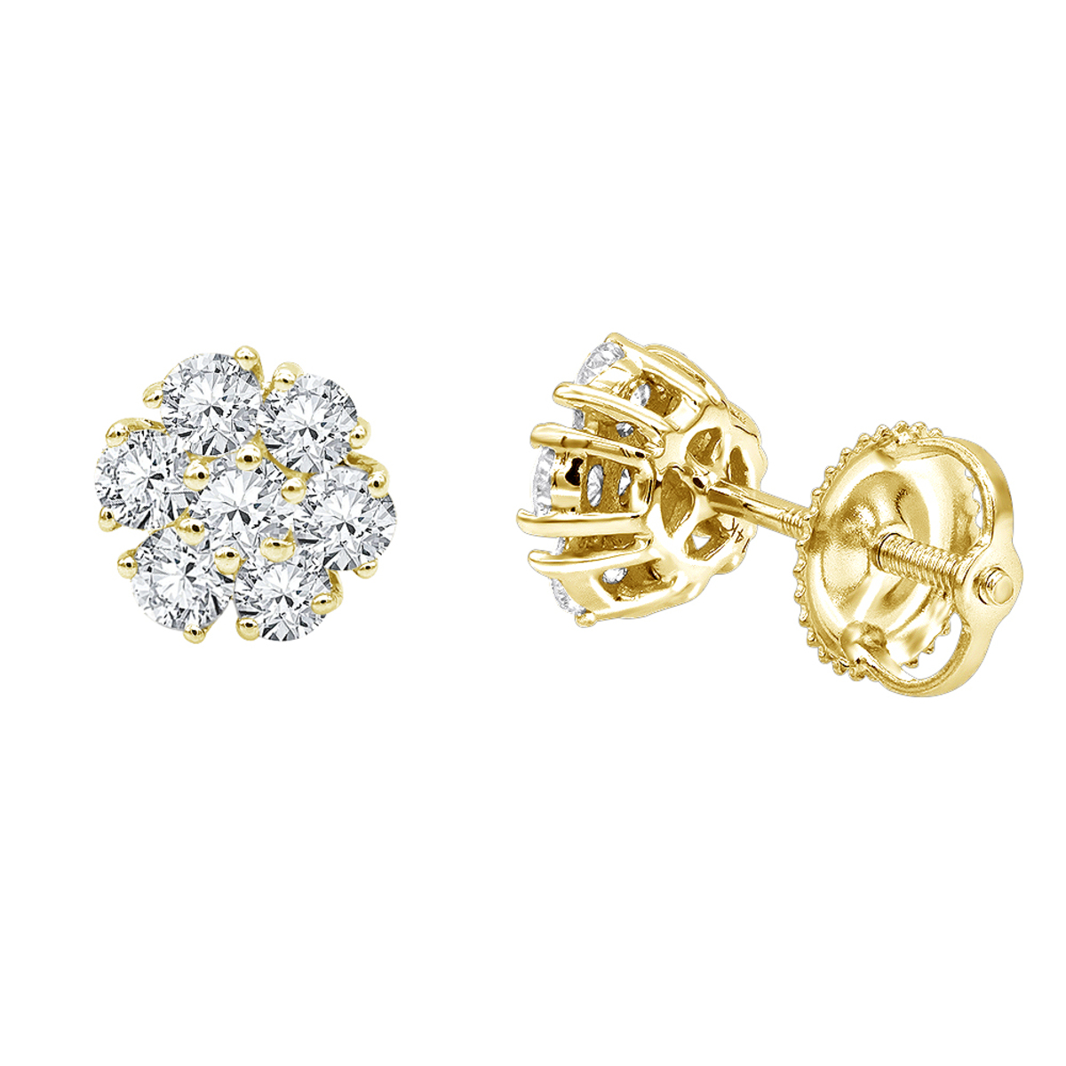 【yume】 Women's Flower Cluster Diamond Stud Earrings 0.29ct 14K Gold
