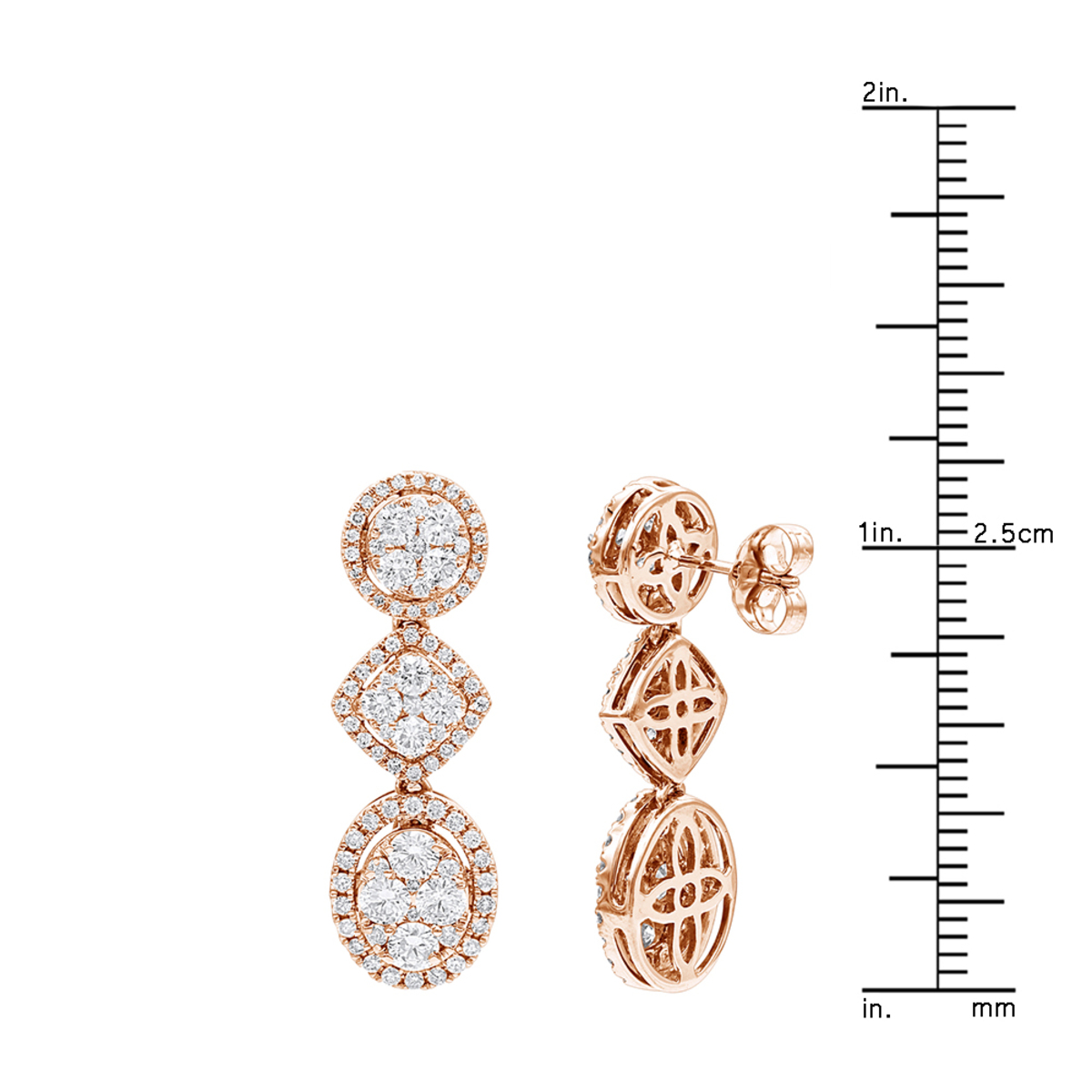 14K Gold Designer Diamond Drop Earrings for Women 2.5ct by Luxurman 803000