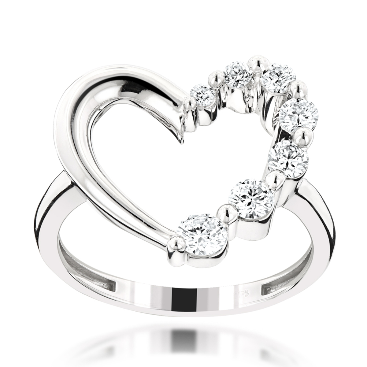 White Heart / ホワイト・ハート / Early Years Lab Created White Sapphire 10K Yellow Gold Heart Ring 2.15