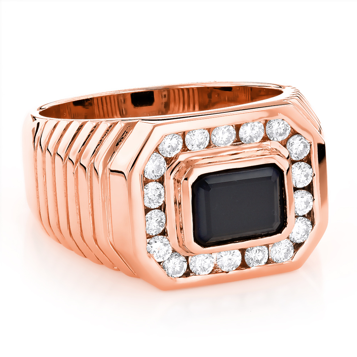 14K Gold Mens Black Onyx Diamond Ring 3/4ct 010273