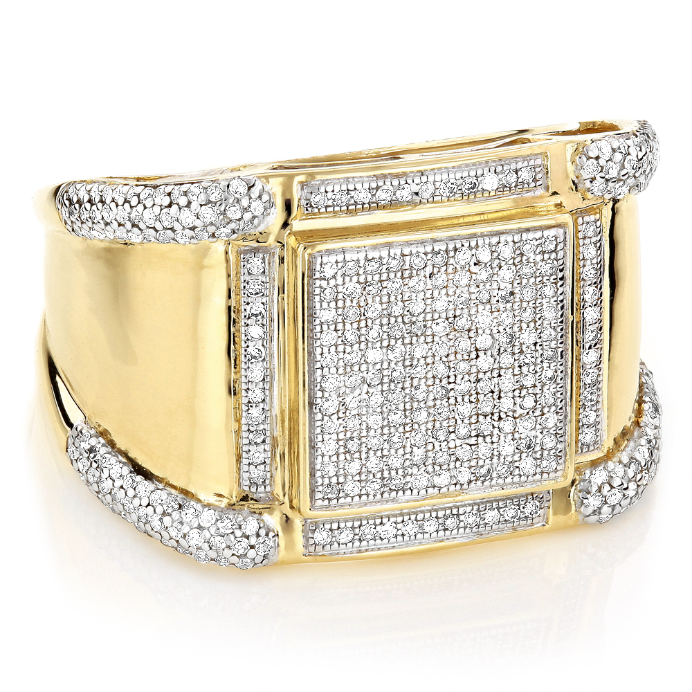 10K or 14K Gold Mens Diamond Ring Pave Round Diamonds 1ct 204176