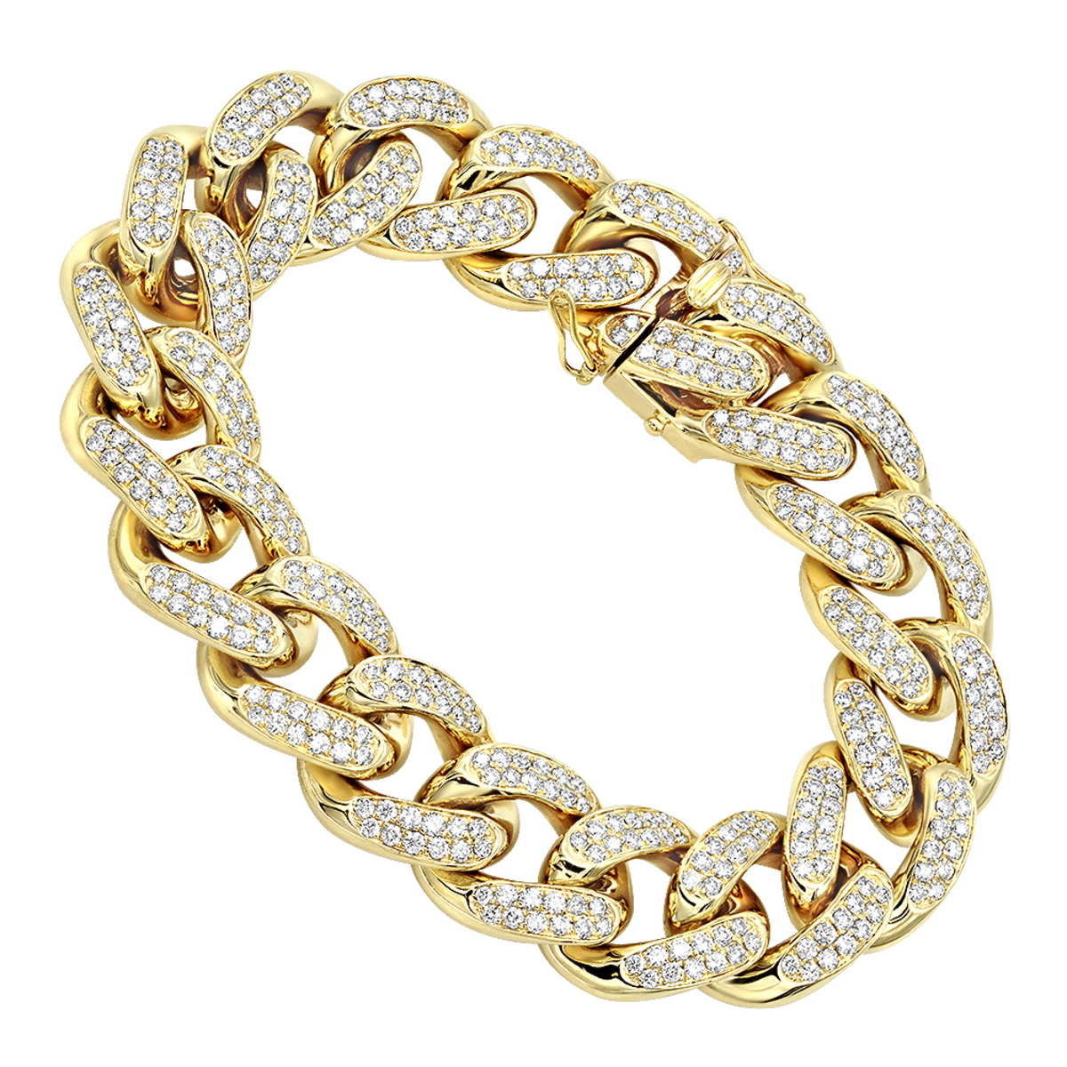 10K Or 14K Gold Miami Cuban Link Chain Diamond Bracelet For Men 11 05ct 10K Or 14K Gold Miami Cuban Link Chain Diamond Bracelet For Men 11 05ct
