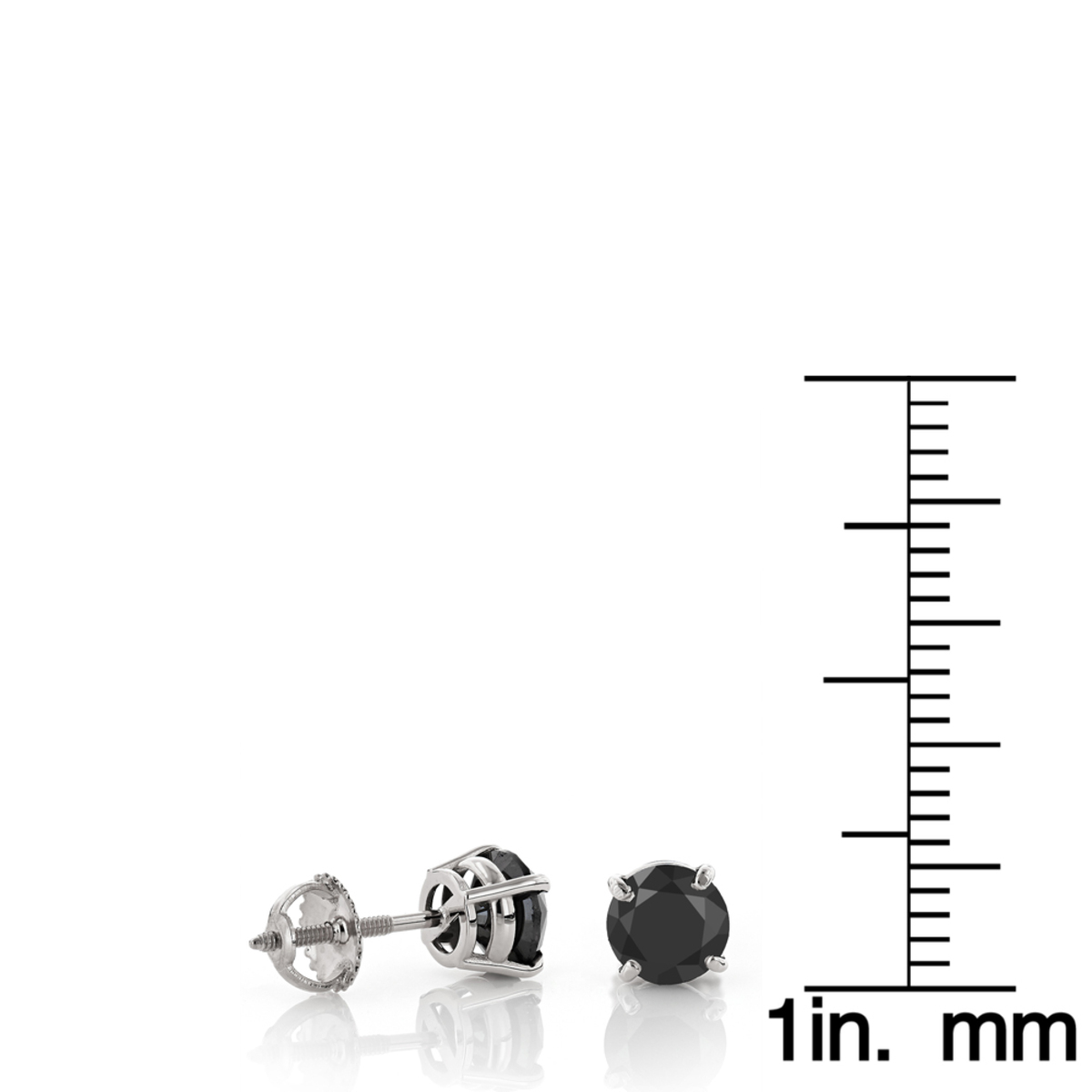 14K Gold Stud Earrings with Prong Set Black Diamonds 1 carat 004826