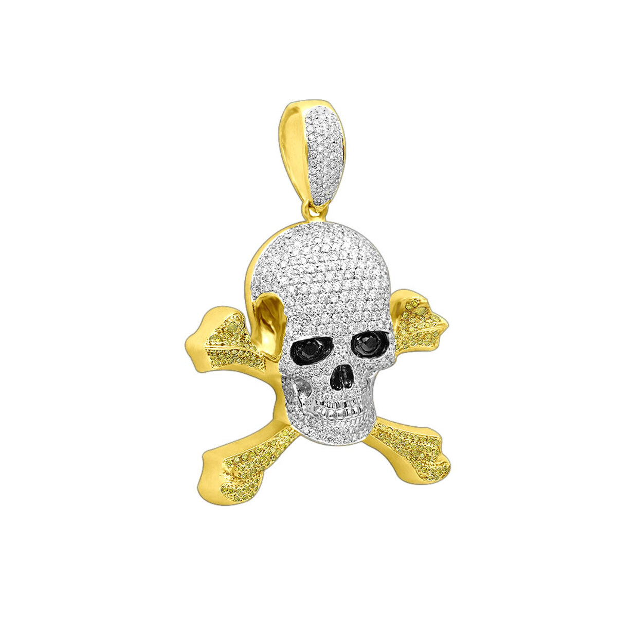 10K or 14K Gold White Yellow Diamond Skull Pendant 10.62ct 890051