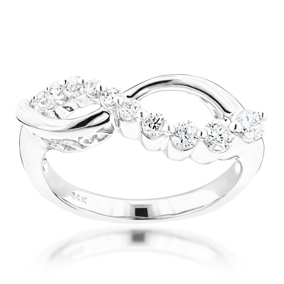 14K White Gold Womens Diamond Journey Ring 0.4ct 404777