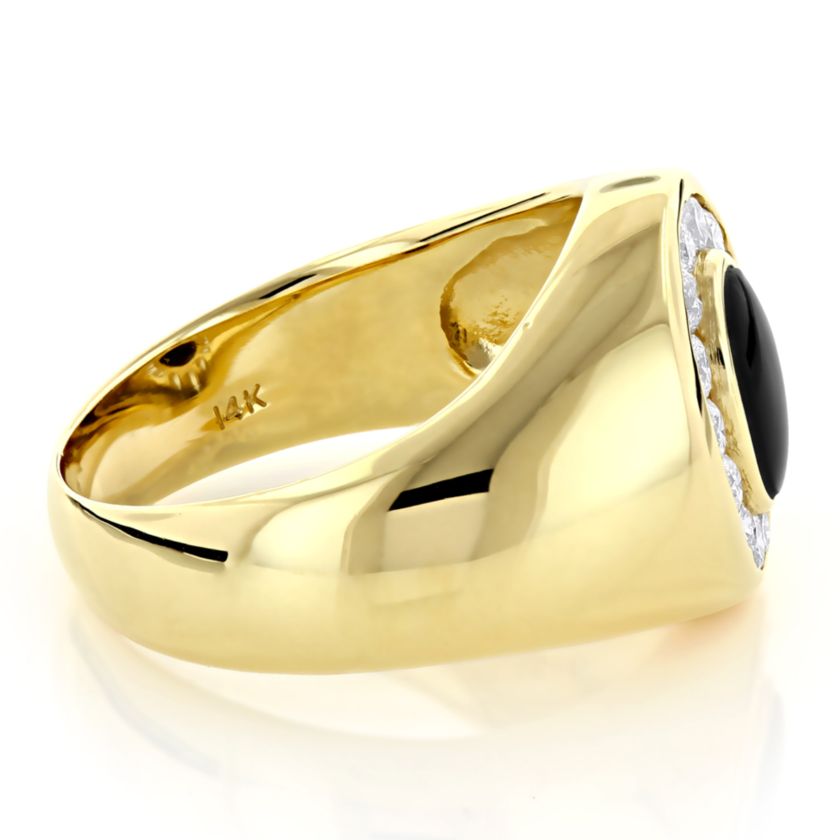 14K Gold Mens Diamond Black Onyx Ring 0.7ct 004963