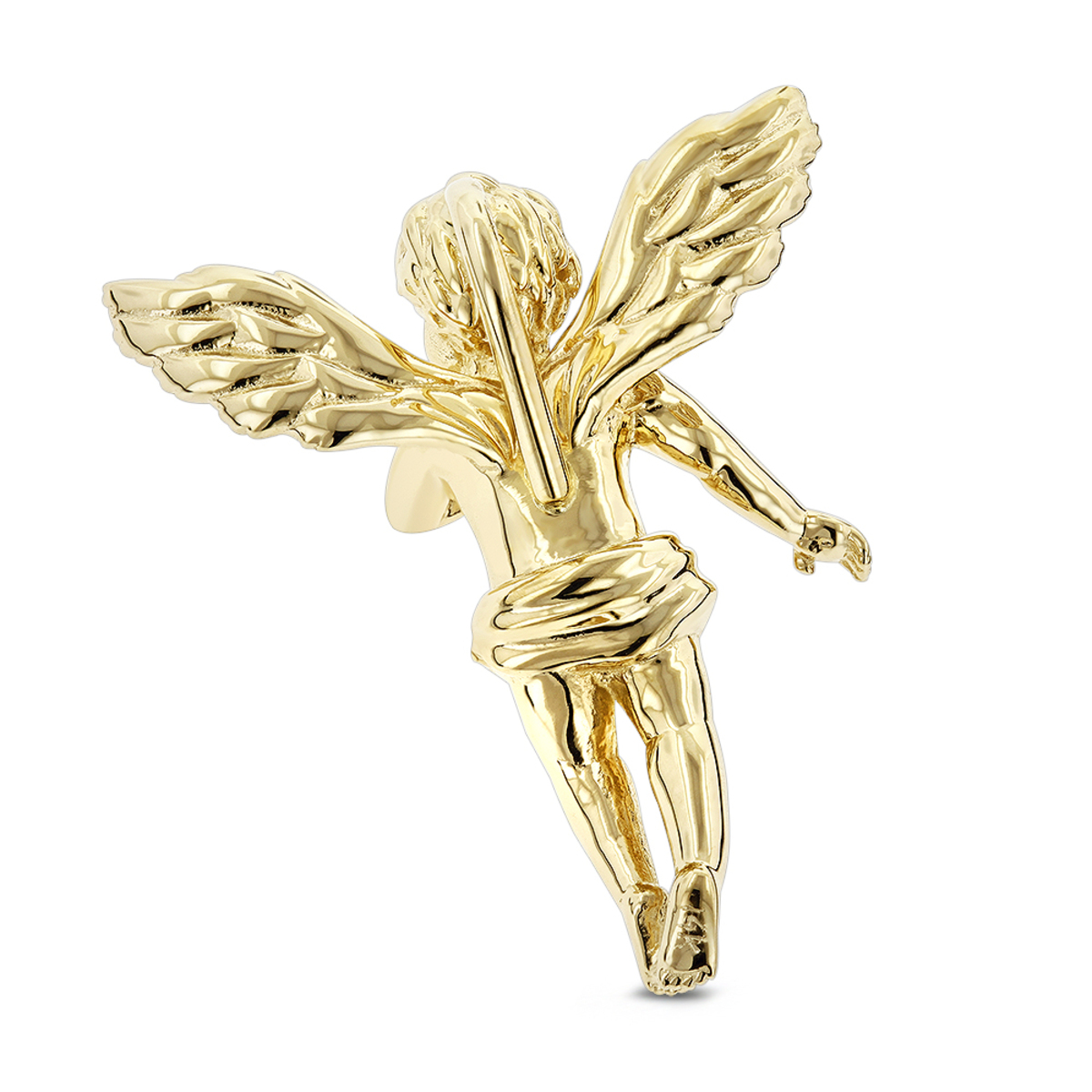 14K Solid Gold Diamond Angel Pendant 0 