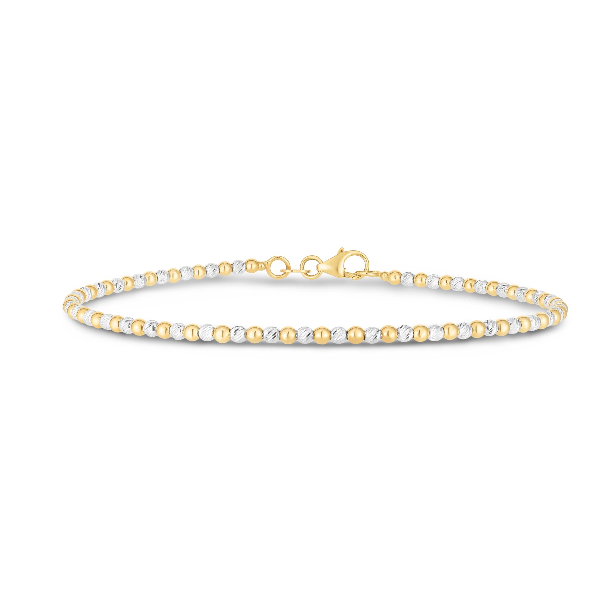 Two Tone 14K White/Yellow Gold Women's Polished Bangle