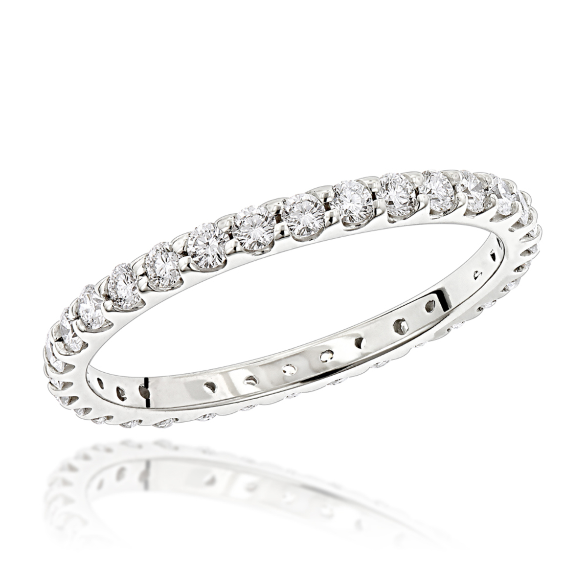 Item Code: 012901, Approx. Weight: 2 g, Warranty: 12 months, Ring Style: Birthstone, Metal: 18K Gold, Bridal: Bridal, Eternity, Width: 1/16in (2.2mm), Carat Weight: 0.84 ct, Type of Gemstone: Diamond, Color: G, Clarity: VS, Stone Setting Type: Prong.