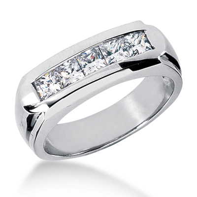 Item Code: 010887, Approx. Weight: 10 g, Warranty: 12 months, Ring Style: Birthstone, Metal: 18K Gold, Bridal: Band, Bridal, Wedding, Width: 5/16in (7.4mm), Personalization: Yes, Carat Weight: 1 ct, Type of Gemstone: Diamond, Color: G, Clarity: VS, Stone Setting Type: Channel.