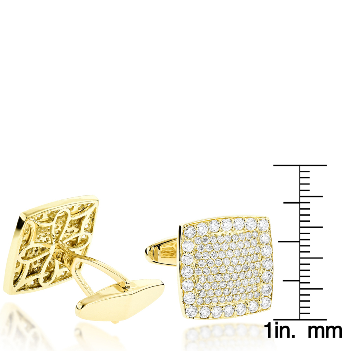 18K Gold & Round Diamond Designer Cufflinks Mens 3.77ct 100018