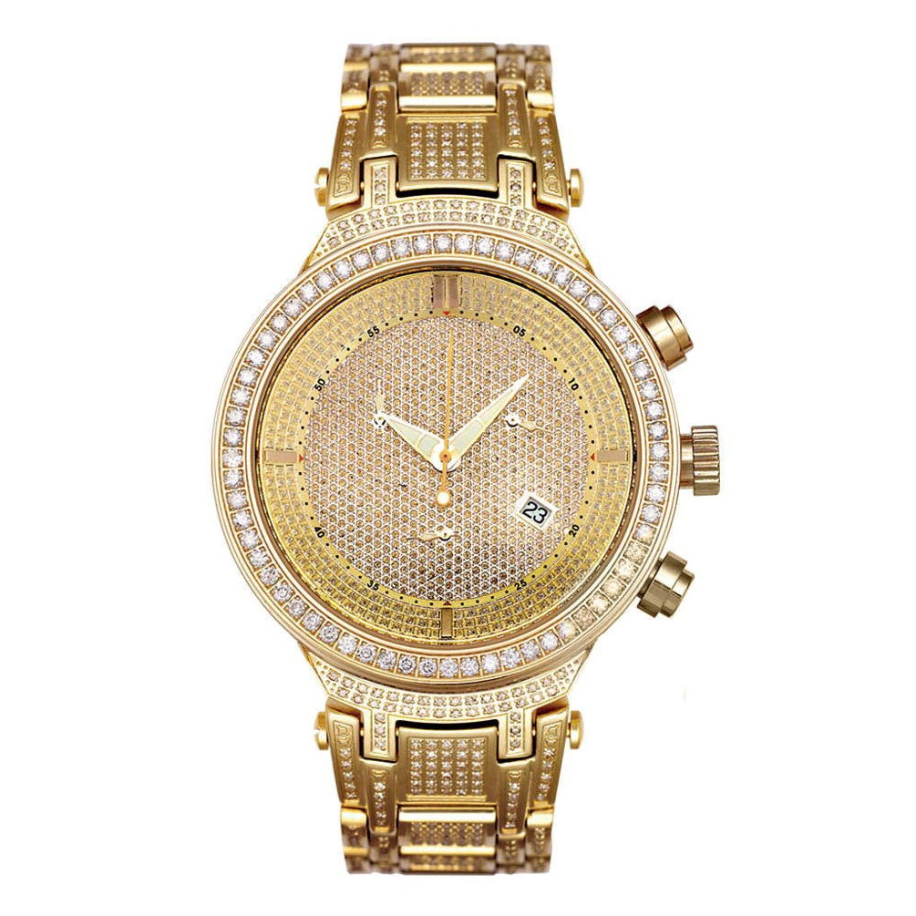 Joe Rodeo Master Diamond Watch for Men 46mm Yellow Dial Diamond