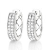 14K Diamond Hoop Huggie Earrings 0.74ct