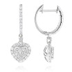 14K Gold Drop Diamond Heart Earrings Hoop Dangles by Luxurman 1 carat