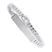 Sterling Silver ID Plate Miami Cuban Link Chain Men's Lab Diamond Bracelet