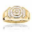 10K or 14K Gold Round and Baguette Diamond Men's Ring 0.6ct
