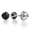 14K Gold Round Black Diamond Stud Earrings Bezel 0.75ct