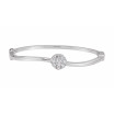 14K White Gold 1 CTW Natural Diamond Cluster Bangle 6 1/2in Bracelet