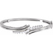14K White Gold 1/2 CTW Natural Diamond Bangle 7 1/2in Bracelet