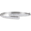 14K White Gold 3 CTW Natural Diamond Bangle 6 1/2in Bracelet