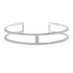 14K White Gold 3/4 CTW Natural Diamond Cuff 6in Bracelet