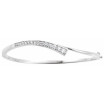 14K White Gold 3/4 CTW Natural Diamond Journey Bangle 6 1/2in Bracelet