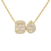 Women's 14K Gold Diamond Necklace Pendant with Chain | Pear Rectangle Motif | 0.25ct