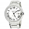 Cartier Ballon Bleu Stainless Steel Men's Diamond Watch 42mm ~8ct Automatic Movement