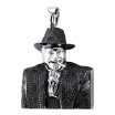 Custom Al Capone Pendant with Black Diamonds For Men 2.5ct Sterling Silver