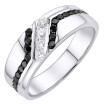 Men's 10k or 14k Gold Round White and Black Diamond Wedding Ring l 1ct l H-I 
