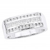14K Gold Men's Round & Baguette Diamonds Ring 1.5ct | Uniqe Wedding Band
