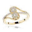 Love & Friendship 14K Gold 2 Cluster Diamond Ladies Ring 0.25ct
