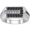 Men's 10k or 14k White Gold Black and White Diamond Wedding Ring l 0.65ct l H-I
