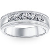 Men's 10k or 14k White Gold Diamond Wedding Ring l 0.96ct l H 